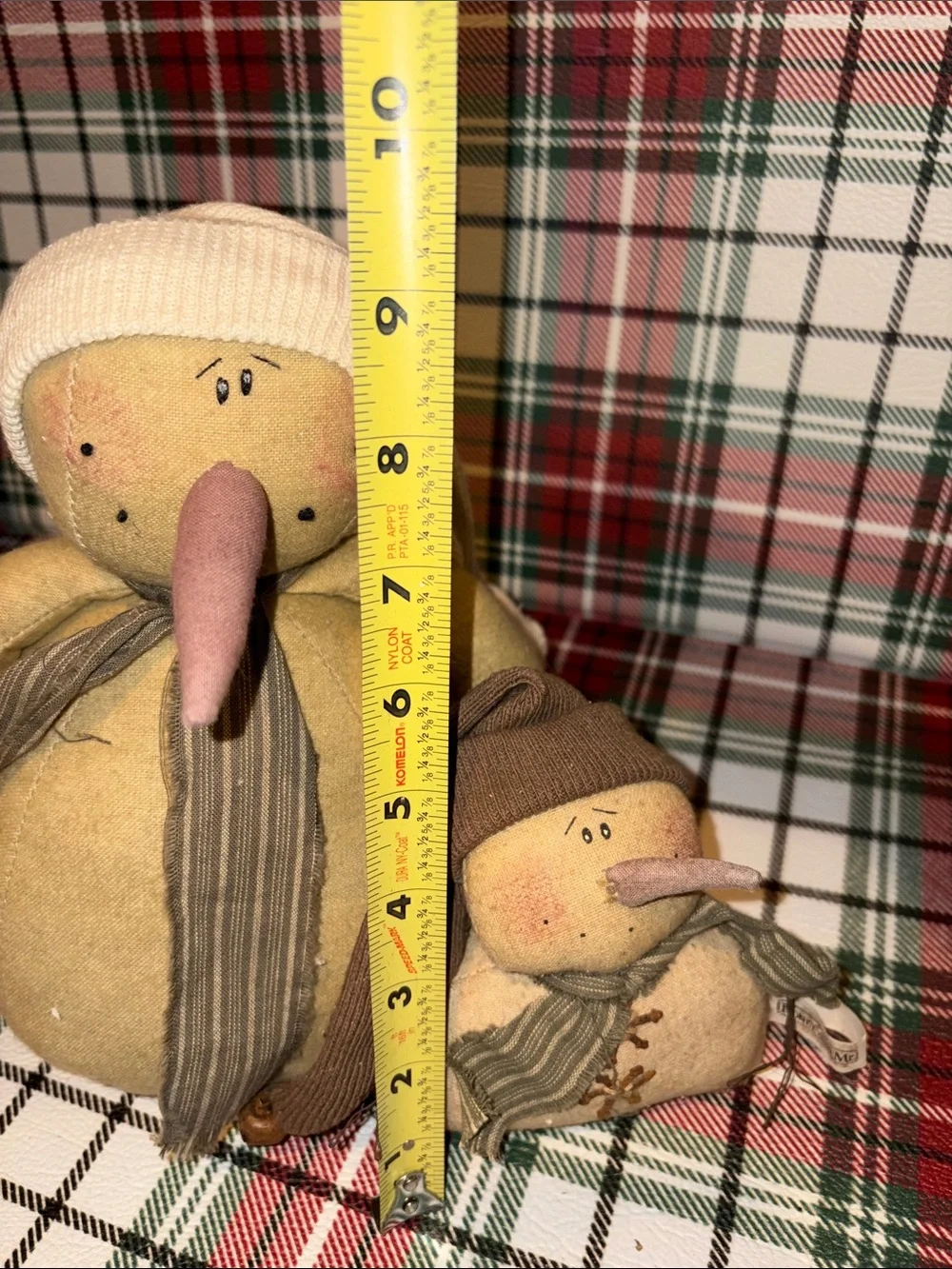 Honey & Me Rustic Primitive Snowman Holiday Plush with Hat & Carrot Nose Bundle